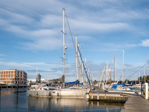 Sailboats in Haderslev Marina South, Haderslev Fjord, South Jutland, Southern Denmark