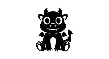 Naklejka premium Black dragon silhouette on white background