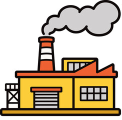 Fototapeta premium Industrial factory building with smoke stack for pollution and environmental concept