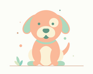 Obraz premium Cute Puppy Dog Cartoon Character Flat Vector Illustration