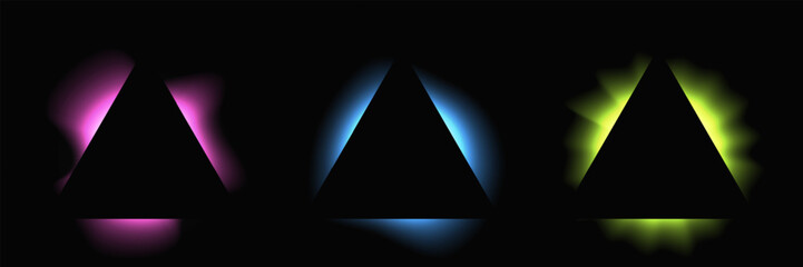 Fototapeta premium Set of triangle multicolor illuminate light frames