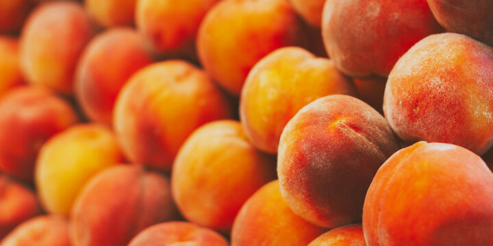 Peaches Fruits Background The Grocery Market Healthy And Tasty Vegetarian