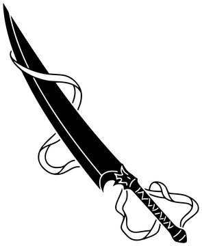 knife illustration sword silhouette symbol logo dagger icon vintage outline sacred ancient medieval religion weapon battle blade antique knight shape with vector graphic background