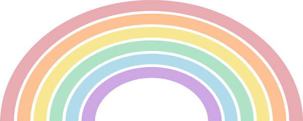 Fototapeta premium Simple Pastel Rainbow Isolated on White Background Vector Clipart