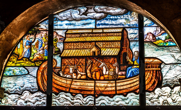 Noah Flood Boat Stained Glass Saint-&Eacute;tienne-du-Mont Church Paris France