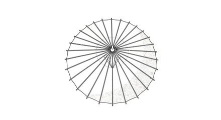 Metal wire frame parasol from above. © retno