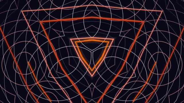 Geometric pattern with triangles and circles on a dark background