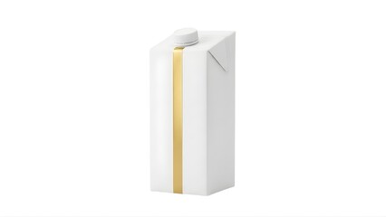 Naklejka premium A white carton with a gold stripe and a flip cap on a plain white background