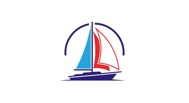 Sailing boat with colorful sails.