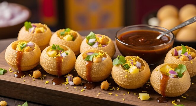Delicious golgappa a vibrant indian street food delight with tangy water