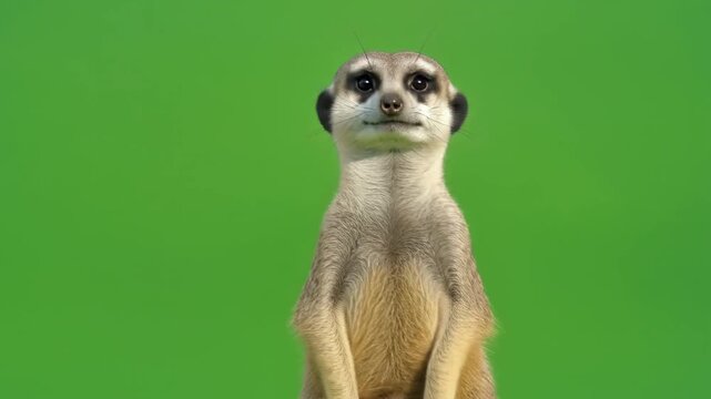 Meerkat Advancing Cautiously Through Chroma Green Space for Animal Content and Design Compositions