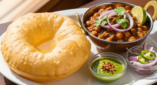 Delicious chole bhature a classic indian street food combination
