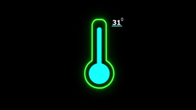 Neon Celsius thermometer displayed temperature 31 degree. Digital Temperature Meter Display 31&deg;C. That's indicates weather temperature 31 degree increase or decline.4k video.