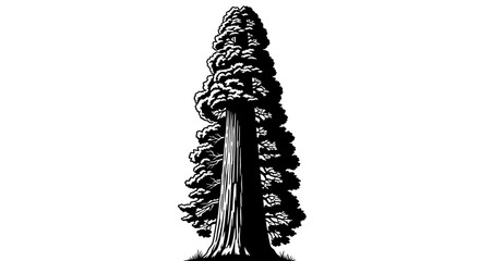Large Coniferous Tree Silhouette Illustration. © sudar