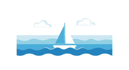 Sailboat on water with sail up. © sudar