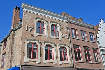 Obraz premium Bruges, case, strade e canali nella città delle Fiandre, Belgio