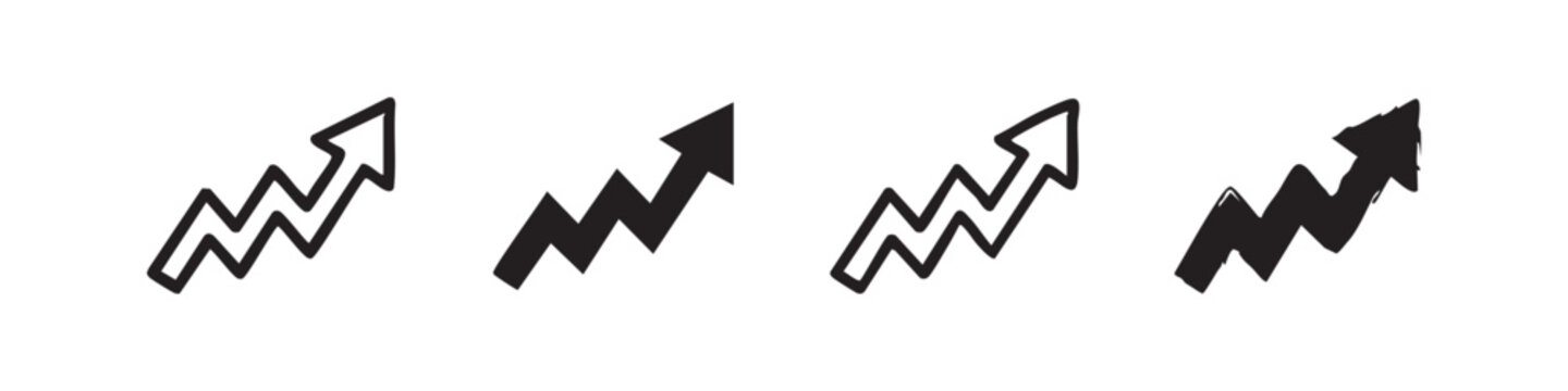 Upward Arrow for Business Growth Success and Financial Profit Icon Set