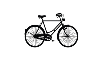 Fototapeta premium A stark black silhouette of a classic vintage bicycle is prominently displayed against a clean white background silhouette high quality professional detailed modern elegant