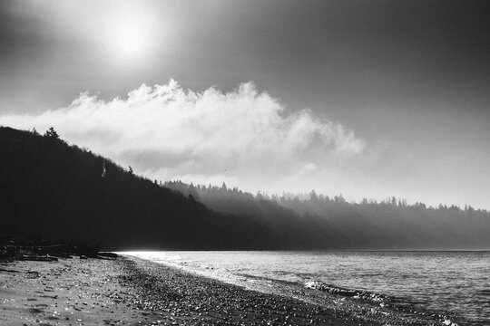 Wide view of the beach at Discovery Park in Seattle