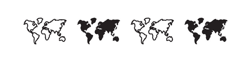 World map icon set, outline and filled versions © liubomir118809