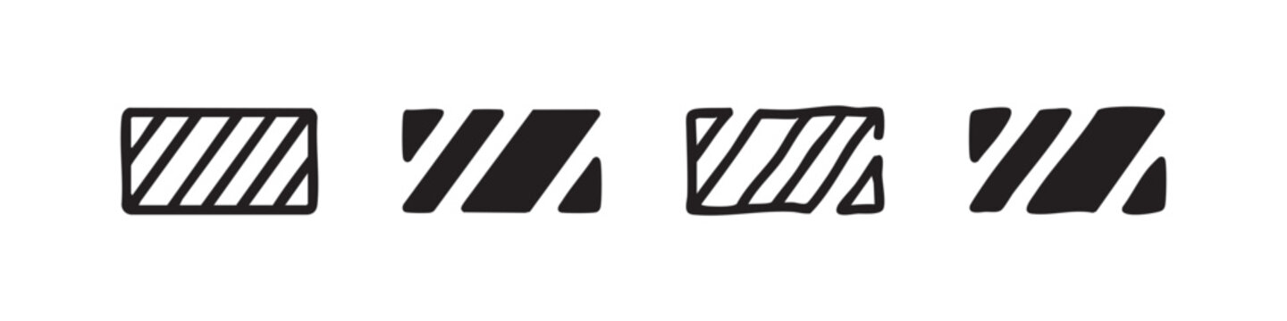 Abstract striped pattern icon set, outline and filled versions