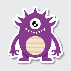 Fototapeta premium Cute Purple One-Eyed Monster Sticker