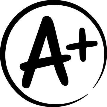 Hand Drawn A Plus Grade Mark in a Circle Vector Illustration for Education and Success Concept
