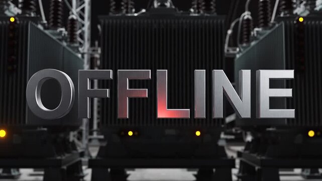 Industrial Power Transformers Offline with Flaming Gas Venting and Smoke Symbolizing System Failure