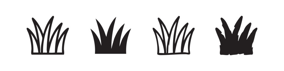 Fototapeta premium Simple Grass Tuft Icon Set, Nature and Garden Symbol Collection