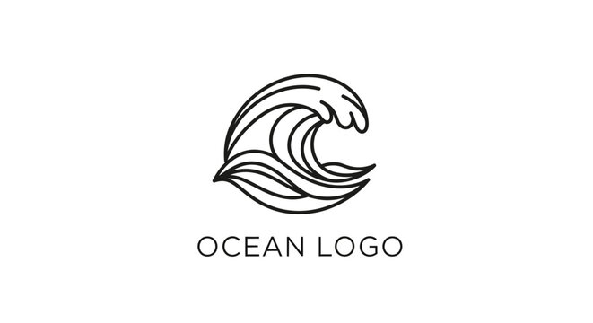 Ocean Wave Logo Design Symbol.