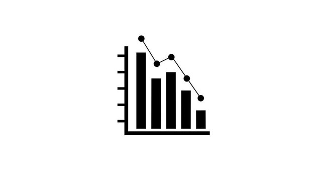 Candle stick bar growth chart move up and down animation simple, bar chart Glyph Icon Background black,