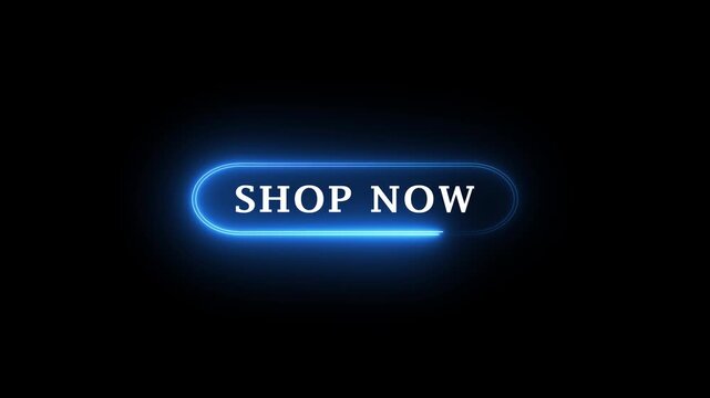 Glowing neon shop now button with hand click icon representing e commerce, online shopping, e commerce, online shopping, with alpha channel ...