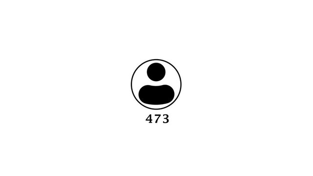 Social media follower count display with black user icon and number on white background. Social media 1000K follower,. Concept of social media 1000K followers counting ...
