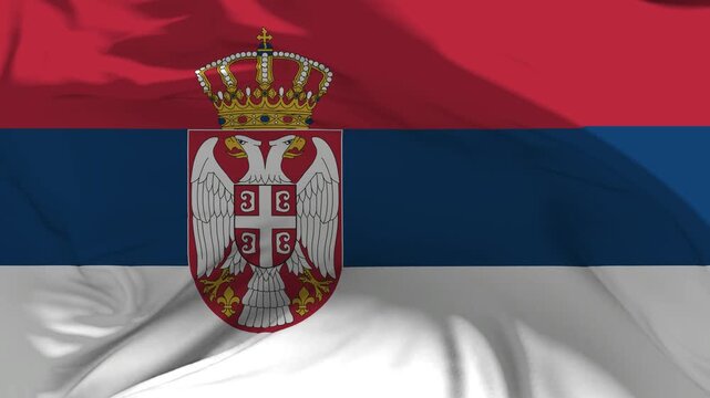 Serbia Flag Waving in Slow Motion Loop Animation
