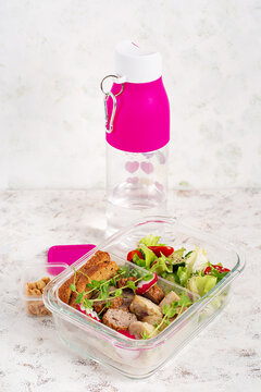 Healthy Lunchbox with Salad Sandwich and Snacks