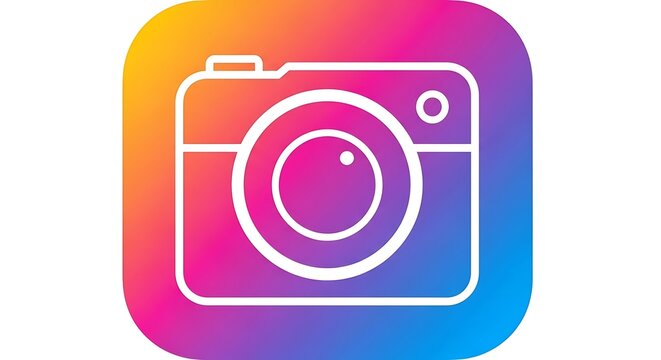 Instagram social media camera logo with colorful gradient background