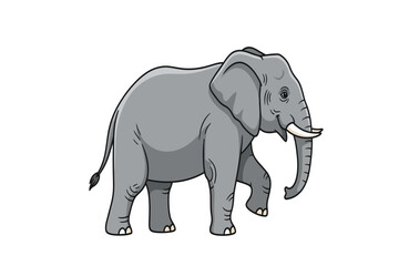 Obraz premium Gray elephant illustration with black outlines on a white background