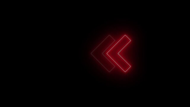 Glowing neon light animated traffic directional arrows sign. Left arrow for road direction. Neon arrow sign.