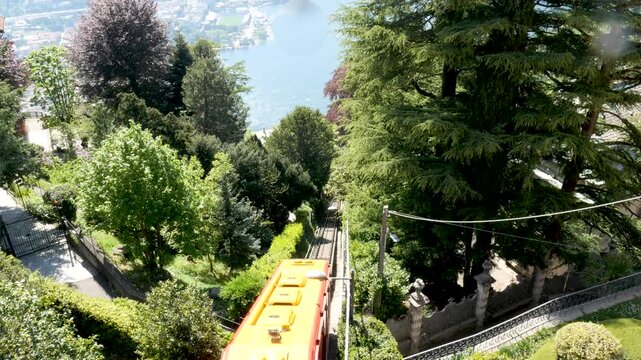 Como, Italy,2026,april,2nd, the Como Brunate funicular train