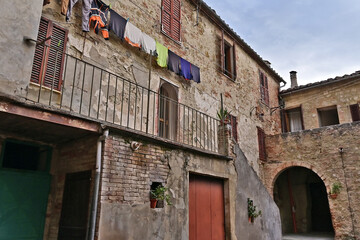Obraz premium Asciano, antico borgo medievale, Siena, Val d'Orcia, Toscana