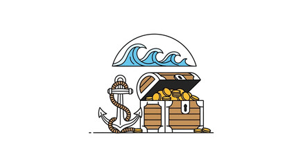 Treasure chest filled with gold coins. © tri