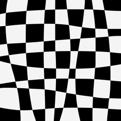 Obraz premium Warped Black and White Wave Checkerboard Pattern