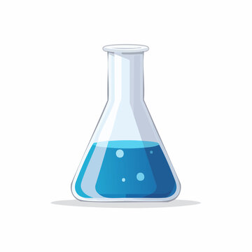 Erlenmeyer Flask with Blue Liquid and Bubbles
