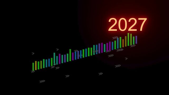Trends and growth data represented in a colorful graph for the year 2027 with upward movement.