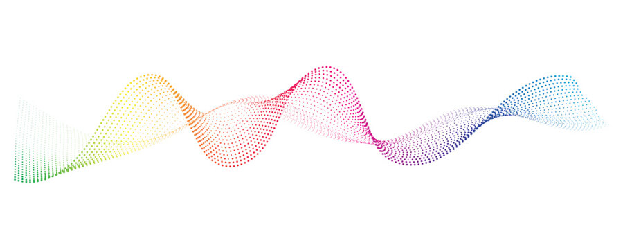 Abstract Colorful Particle Wave Background with Gradient Dotted Lines on White