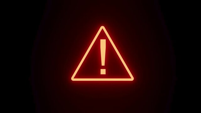 Warning sign with red triangle and exclamation mark showing alert message in dark setting for safety and caution.