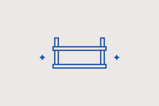Wall shelf line icon for space-saving storage and decorative displays. Minimalist vector illustration for home organization apps and modern apartment design guides.