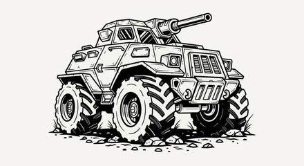 Cartoon military vehicle illustration © Stok