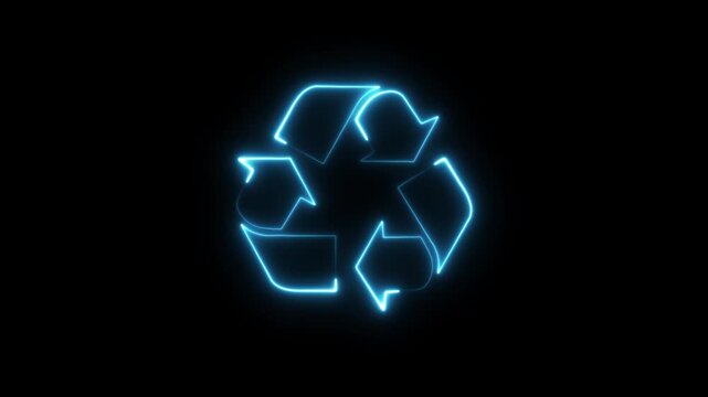 Recycling Symbol Neon Blue Glowing Arrow Loop Eco Friendly Sustainable Recycling Concept Modern Minimalist
