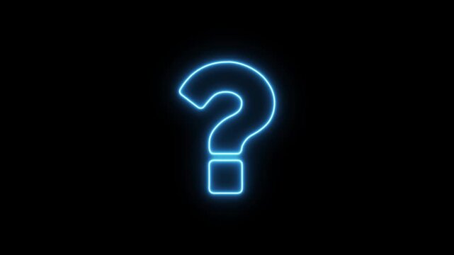 Question mark sign. Question mark icon. asking icon animation. neon line asking icon on background.
